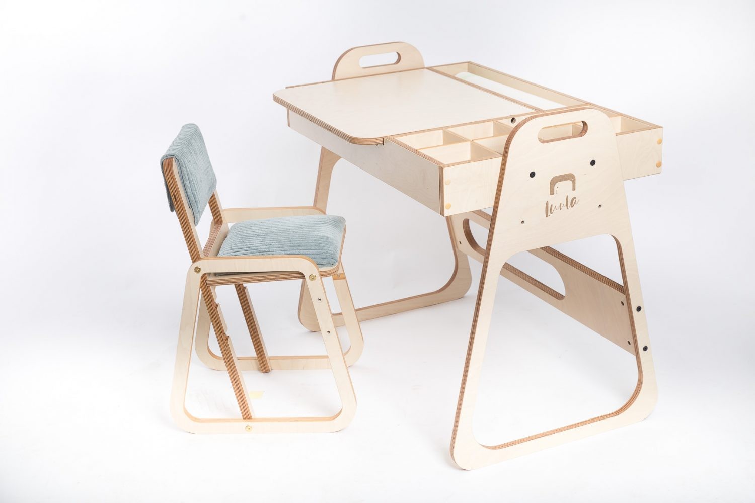 Adjustable Children Montessori Table and Chair Set Julle - Mint Green