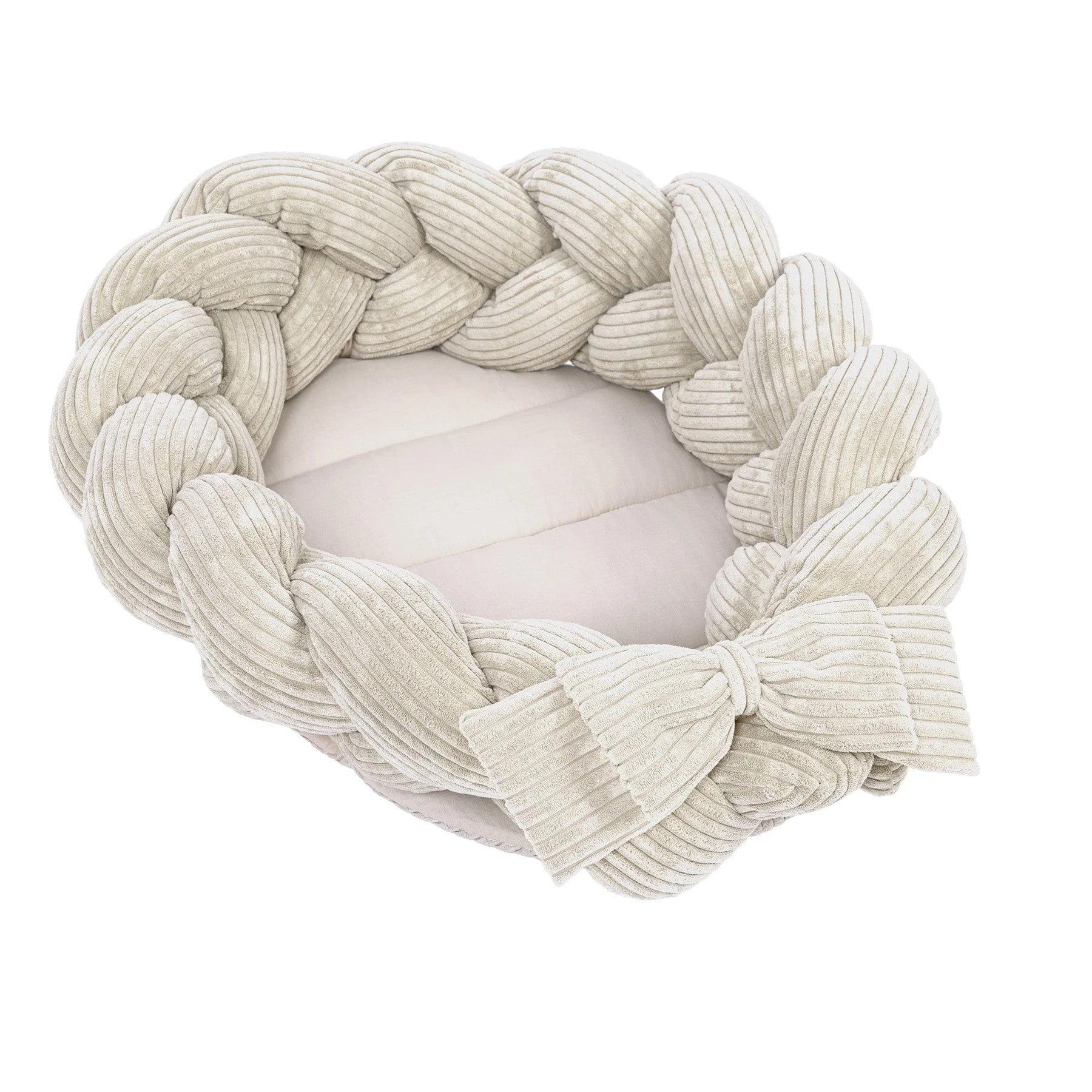Baby Nest With Braided Bumper - Vanilla