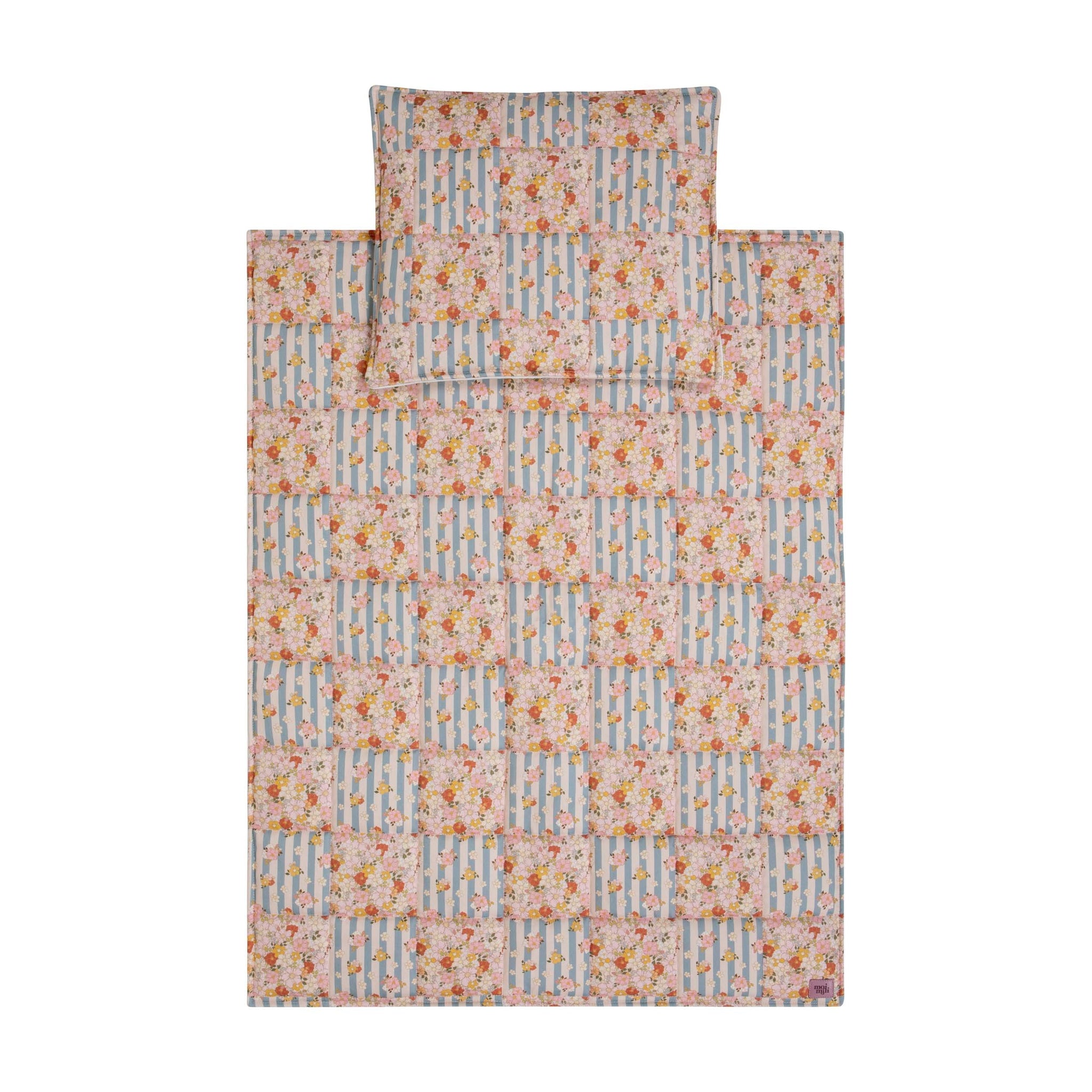 Cotton Quilted Patchwork Blanket + Pillow Set Large - Summer Garden