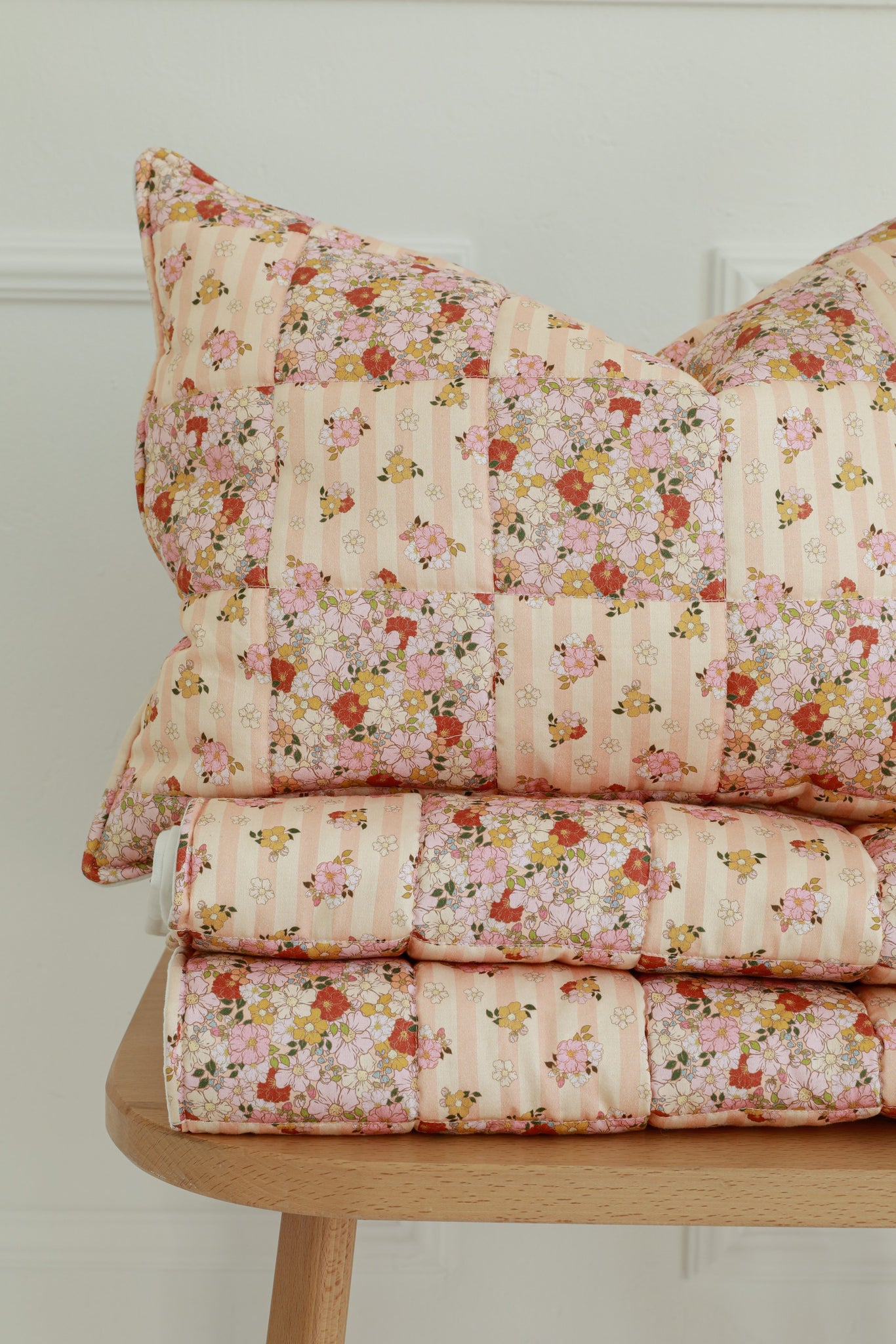 Cotton Quilted Patchwork Blanket + Pillow Set Large - Spring Garden