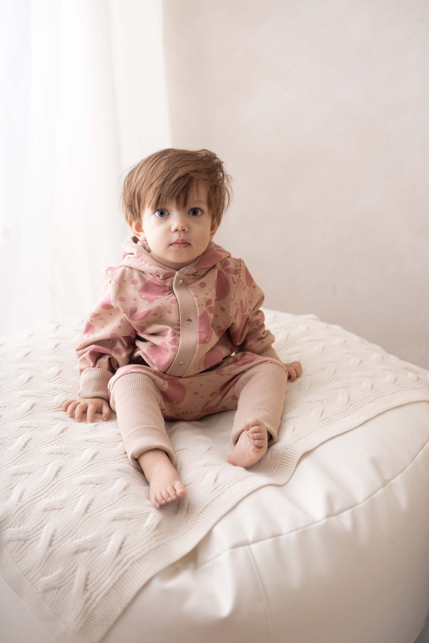 Eared Jumpsuit for Babies and Kids - Beige Lemons