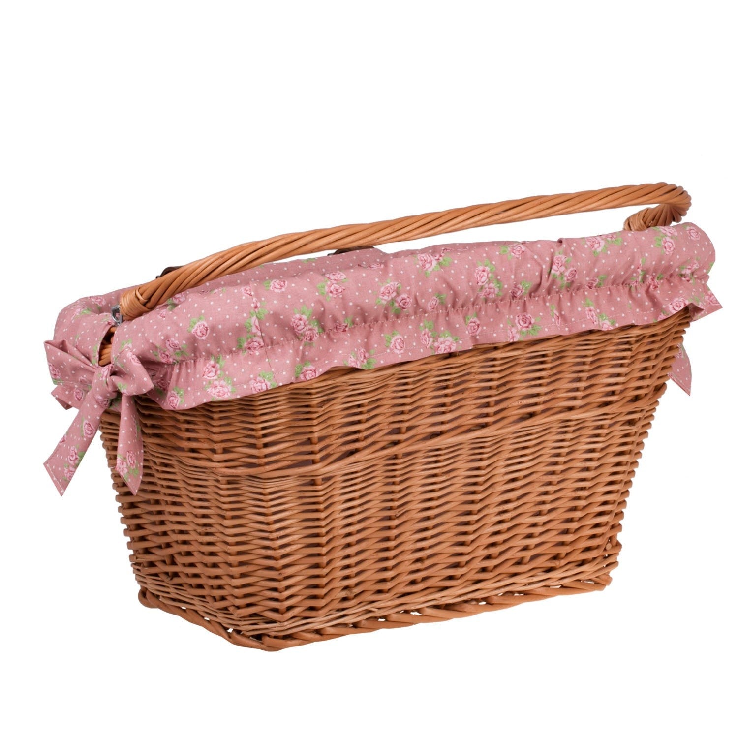 Handmade Bike Basket in Natural Color with Fabric Liner