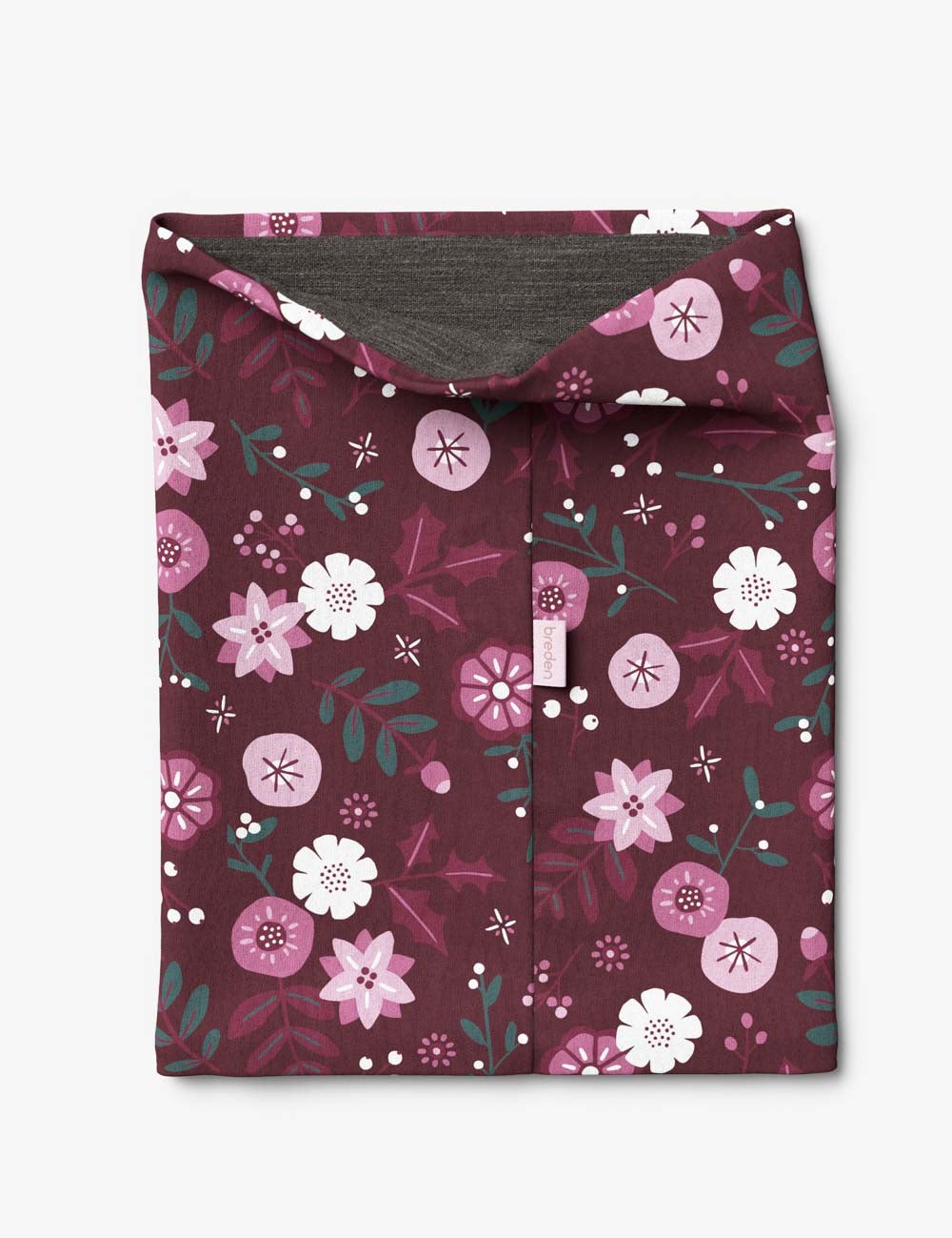 Kids Merino Neck Tube MOKKA - Winter Flowers