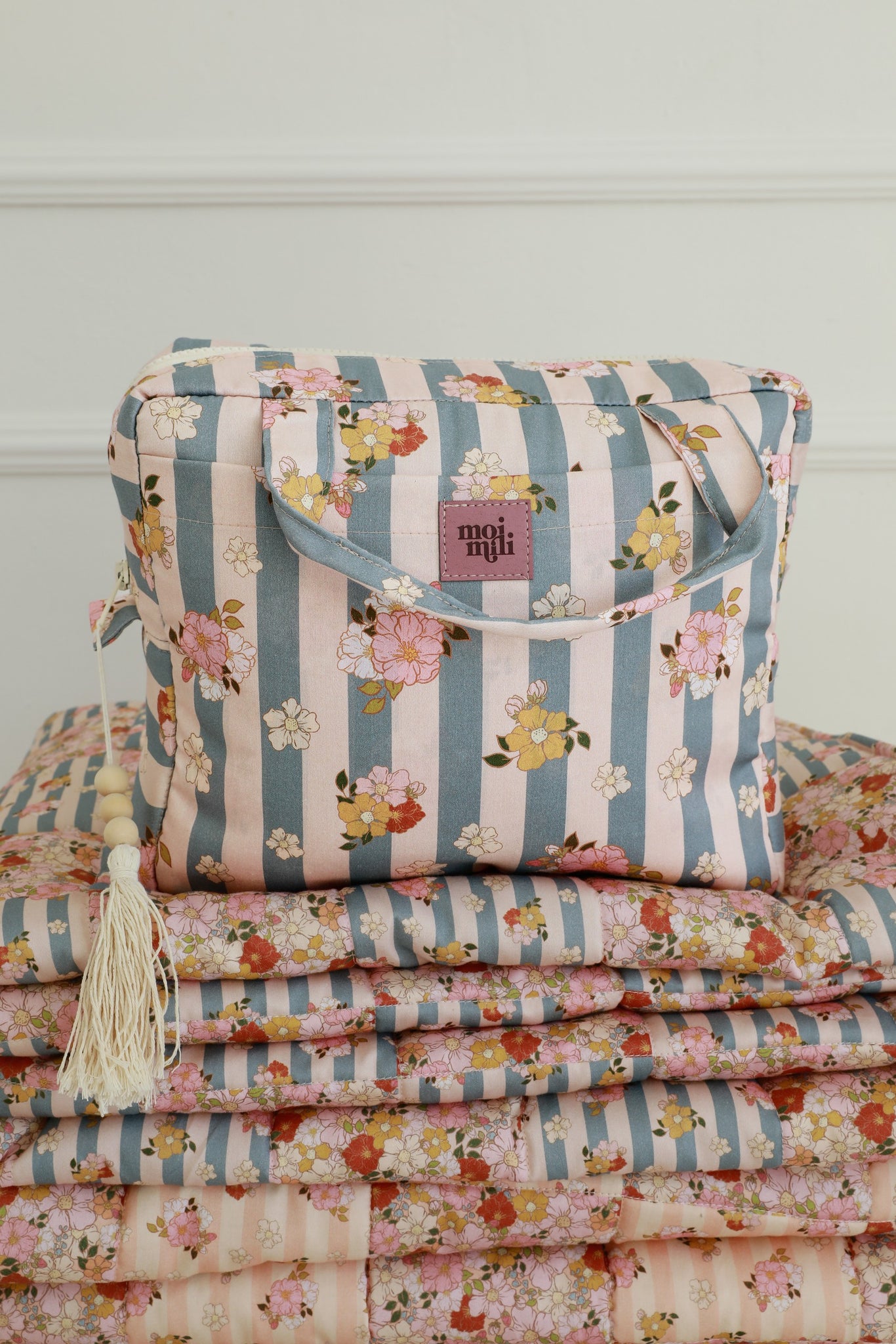 Make-Up Bag Set of 2 - Blue Stripes