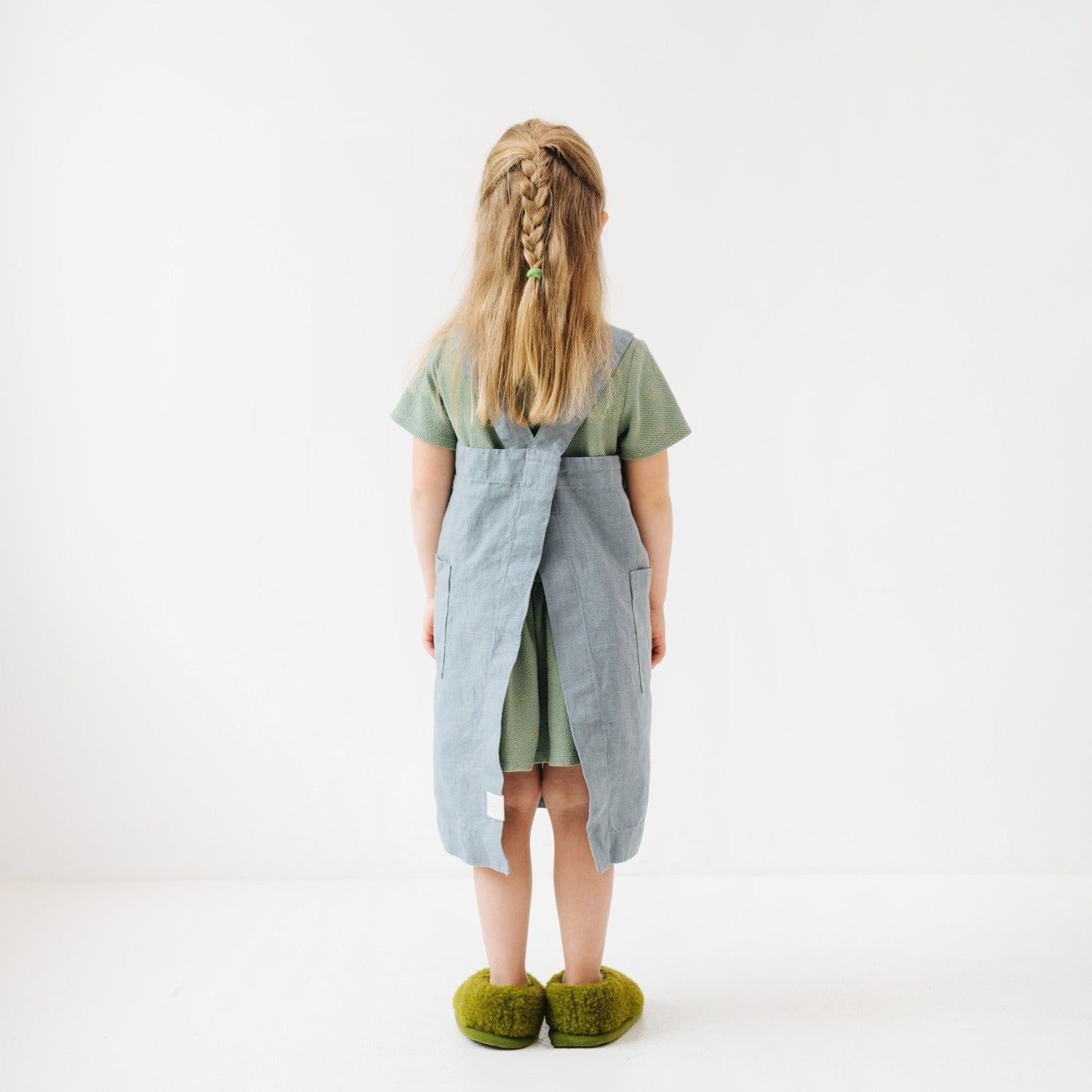 Linen Pinafore Apron for Kids - Blue Fog