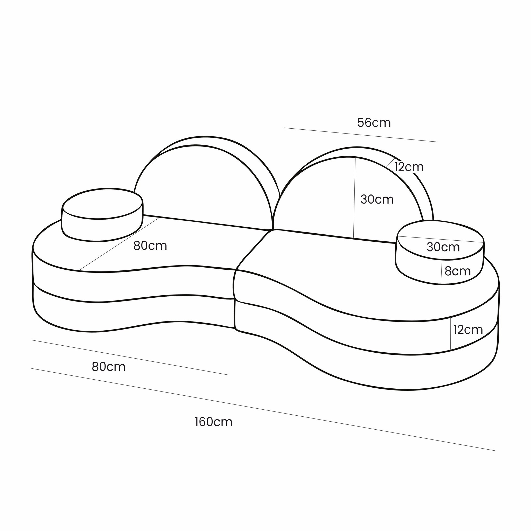 MeowBaby® Modular Sofa Coccolo for Kids – 6 Piece, Bearly Light Gray