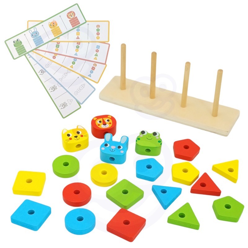 Montessori Puzzle Pyramid With Animals - Nordikinder