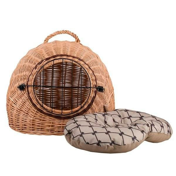 Natural Wicker Pet Carrier Efa With Cushion
