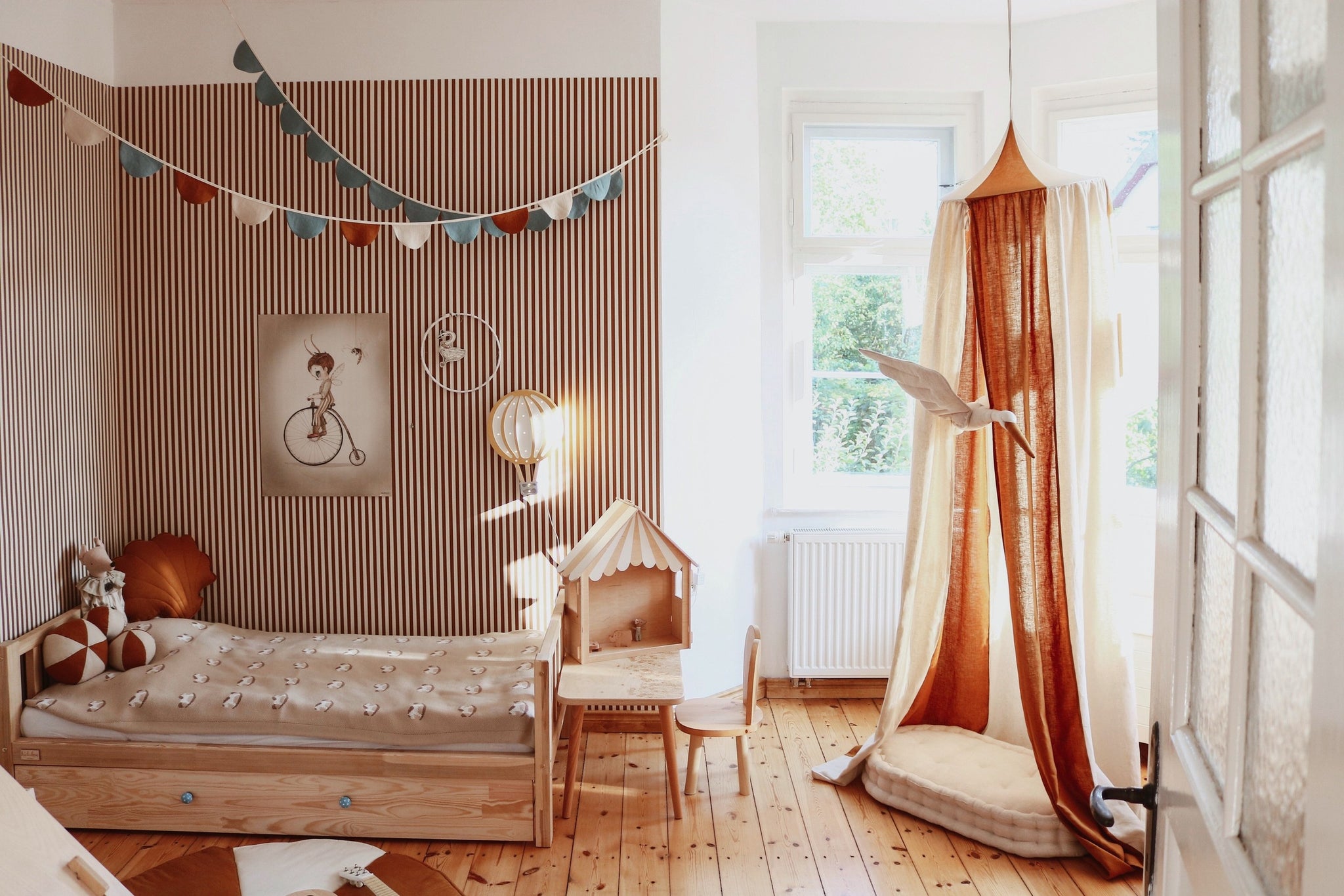 Organic Cotton and Linen Canopy - Caramel Circus