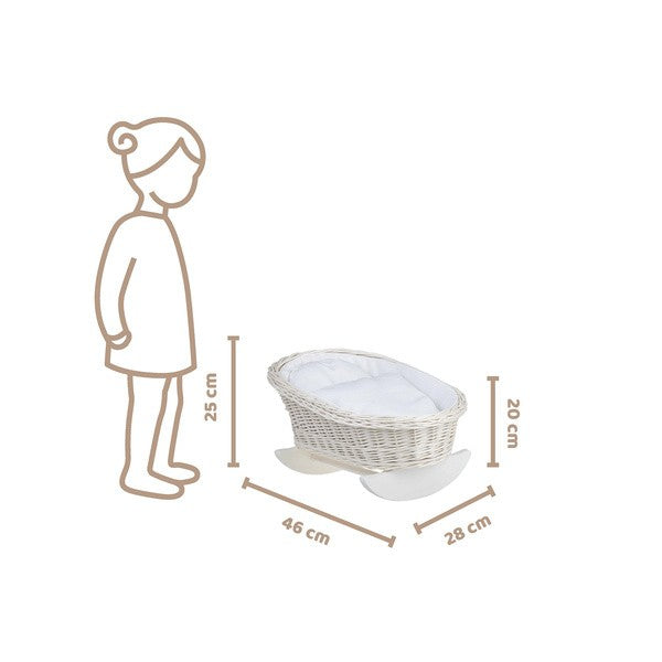 Wicker Rocking Cradle Mimi Light - White Bedding